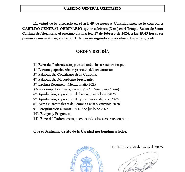 CABILDO GENERAL ORDINARIO ANUAL – 17 DE FEBRERO DE 2026